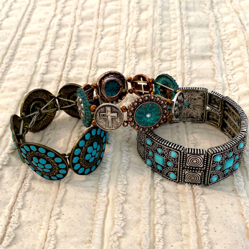 Turquoise bracelet set.